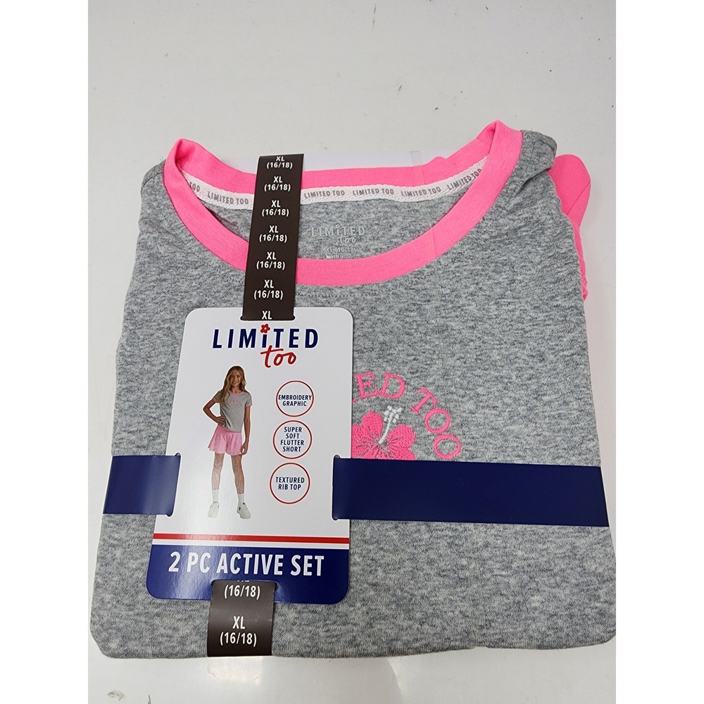 Limited Too Girls Athletic 2pc Shorts Set Pink Cotton Blend Casual Size XL‎